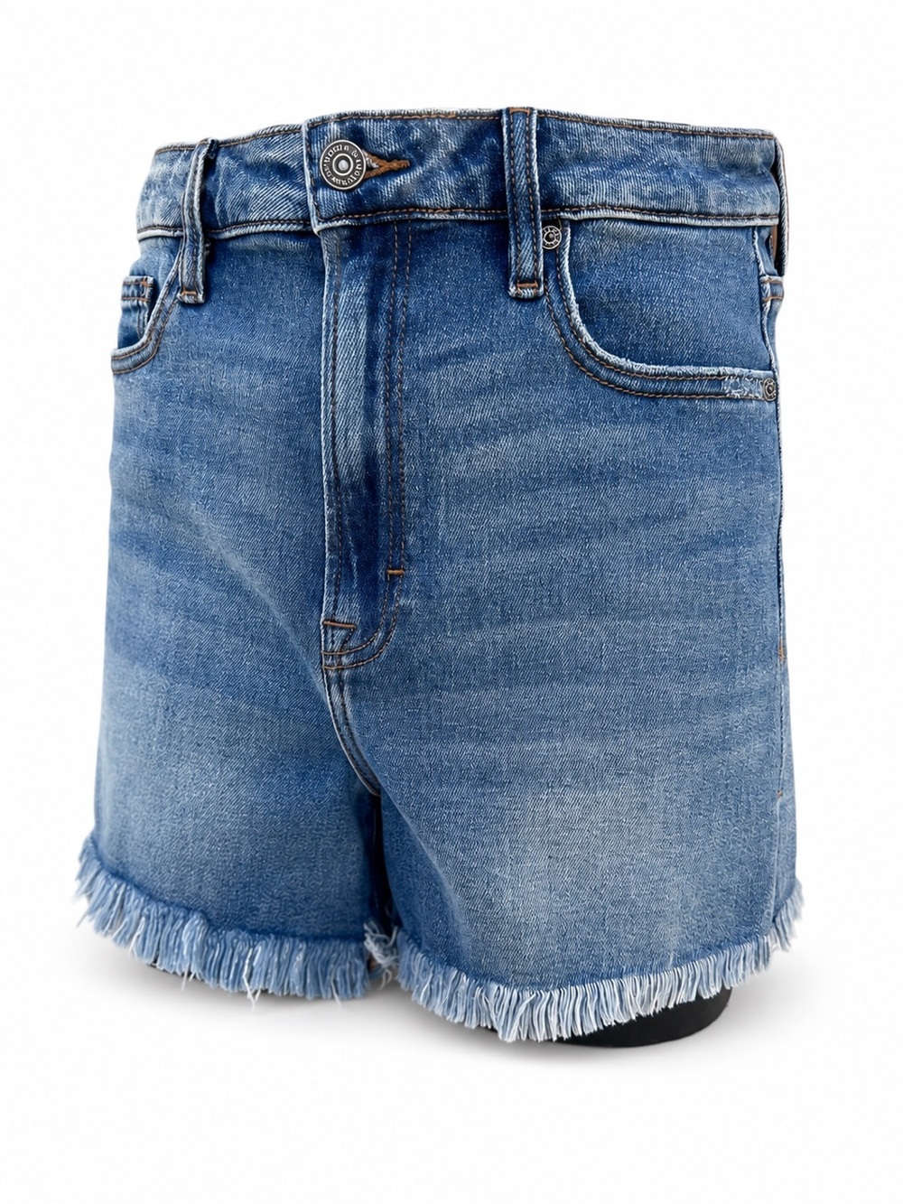 Hidden Frayed Hem Blue Denim Shorts